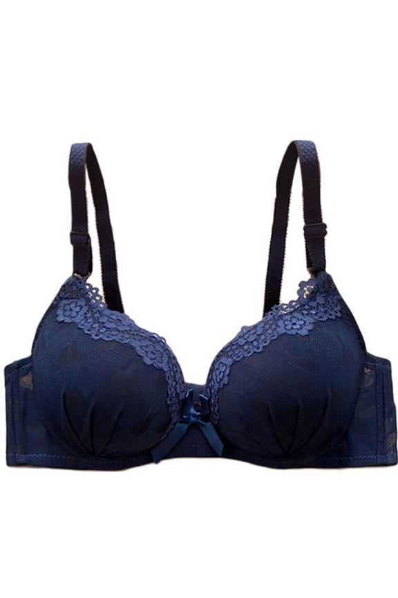 Ladies Lace Sexy No Steel Ring Bra Girl Gathered Adjustment Chest Underwear