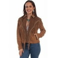 thumbnail image 1 of Ladies Lamb Suede Fringed Jacket, Tan - Extra Small, 1 of 1