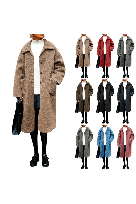 Ladies Lapel Long Sleeve Coat Jacket Blazer Top Solid Color Business Casual formal Attire Work Office Professional Outerwear Gift for Women | CSEONE,Brown XL