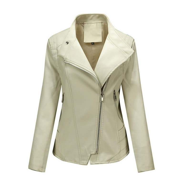 Ladies short leather outlet jacket