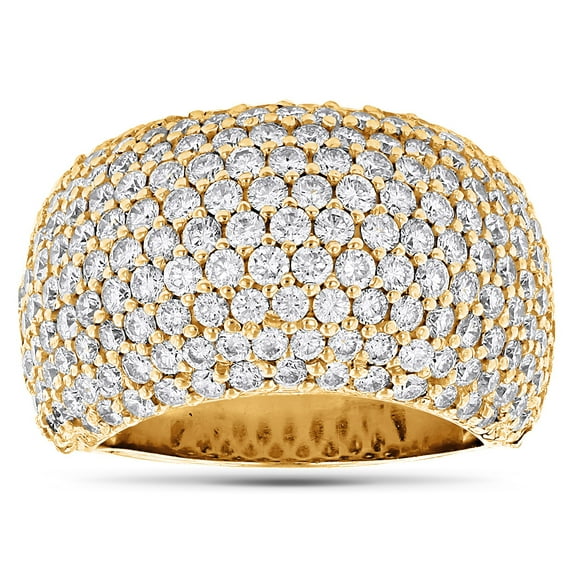 Ladies Large 14K Unique Pave Natural Diamond Ring Anniversary Band (Yellow Gold Size 6)