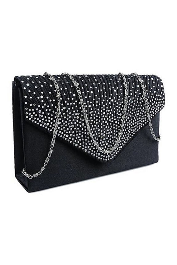 Ladies Large Evening Satin Diamante Ladies Clutch Bag Party Envelope Bag