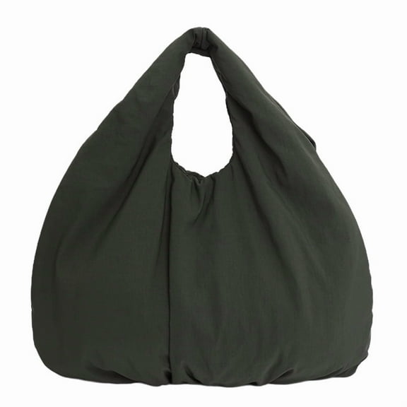 Ladies' Large-capacity Pleated Bag, Single-shoulder Bag Made of Nylon, Pumpkin Bag, Ultra-light Commuting Tote Bag, Minimalist Student Tote Bag