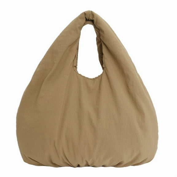Ladies' Large-capacity Pleated Bag, Single-shoulder Bag Made of Nylon, Pumpkin Bag, Ultra-light Commuting Tote Bag, Minimalist Student Tote Bag