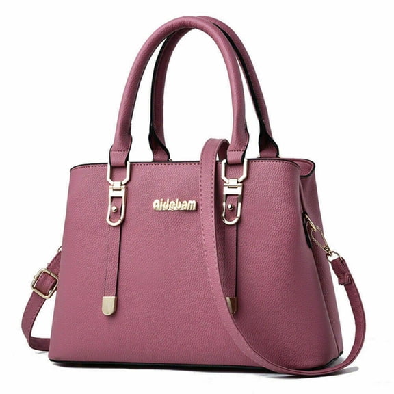 Ladies' Leather Tote Purse - Vintage Women Bag with Adjustable Shoulder Strap, Pink