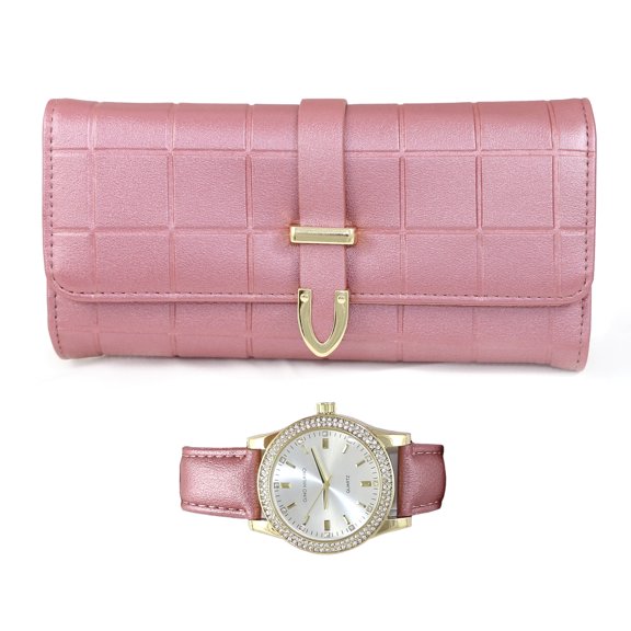 Ladies Leather Wallet Set with Matching Watch