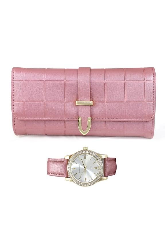 Ladies Leather Wallet Set with Matching Watch