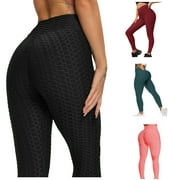 Luxtrada Women Yoga High Waist Pants Running Jogging Gym Exercise Casual  Sports Trouser Black and White Honeycomb Digital Printing Fitness Leggings