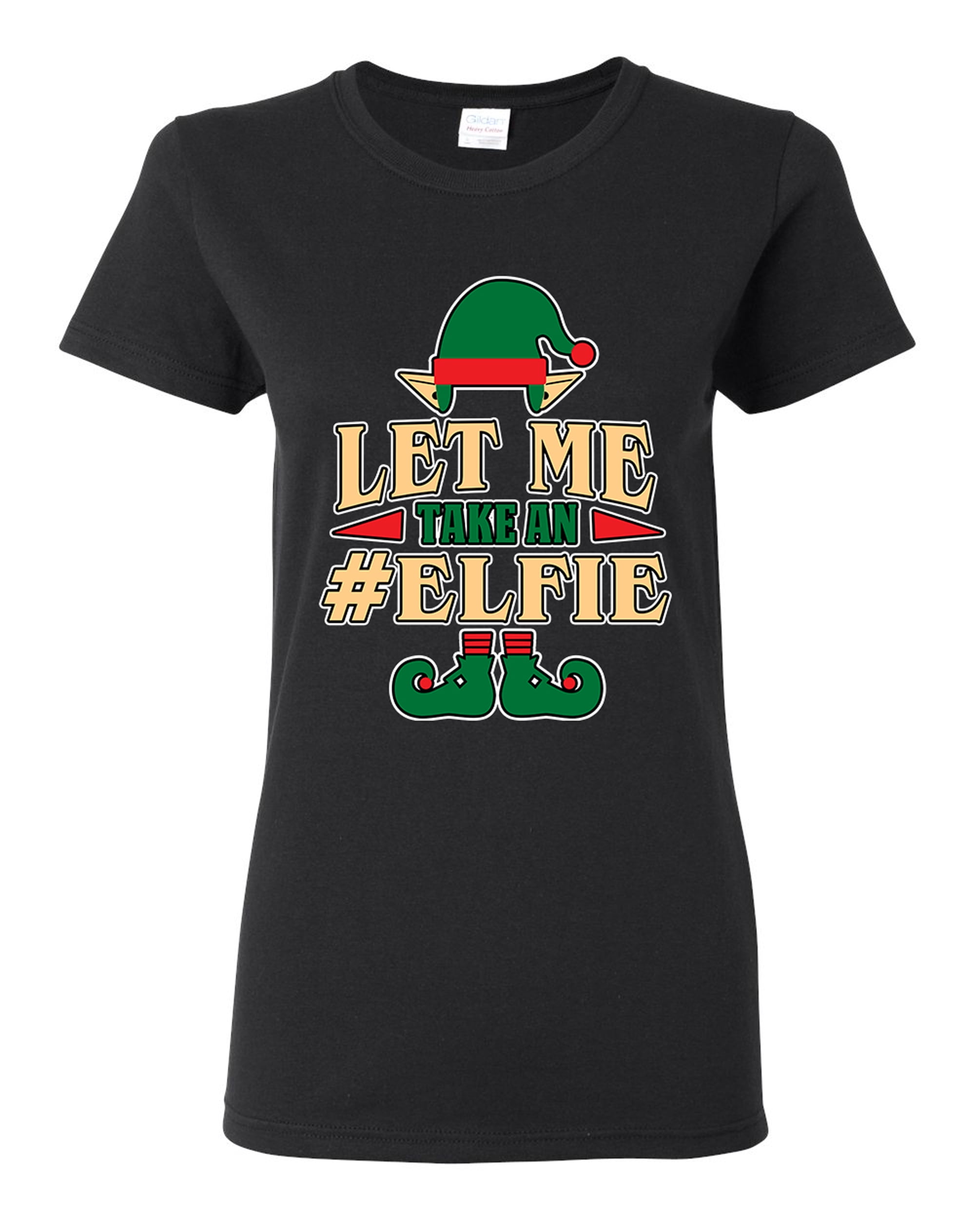 Ladies Let Me Take An Elfie Selfie Elf Xmas Ugly Christmas Funny DT T-Shirt Tee