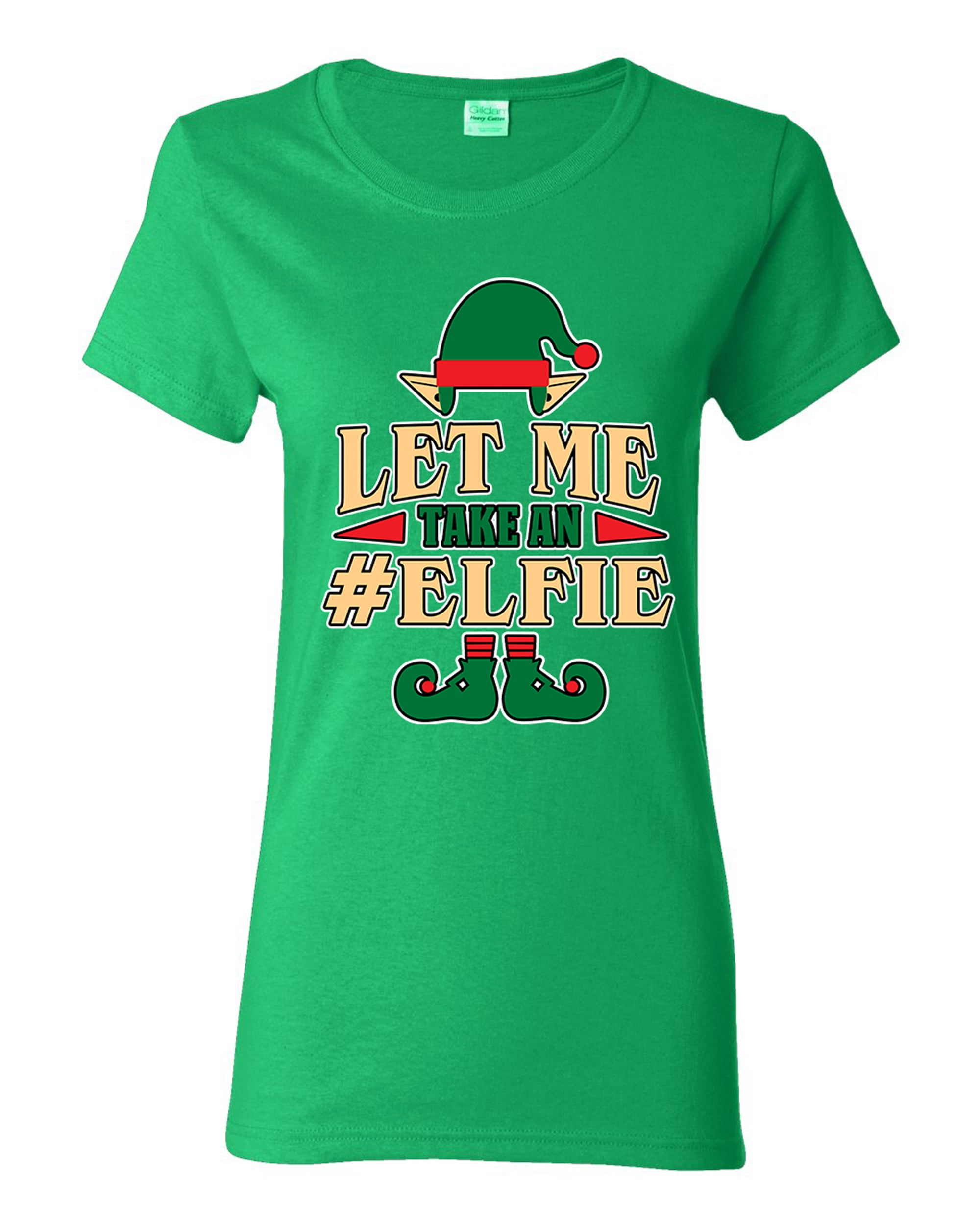 Ladies Let Me Take An Elfie Selfie Elf Xmas Ugly Christmas Funny DT T-Shirt Tee