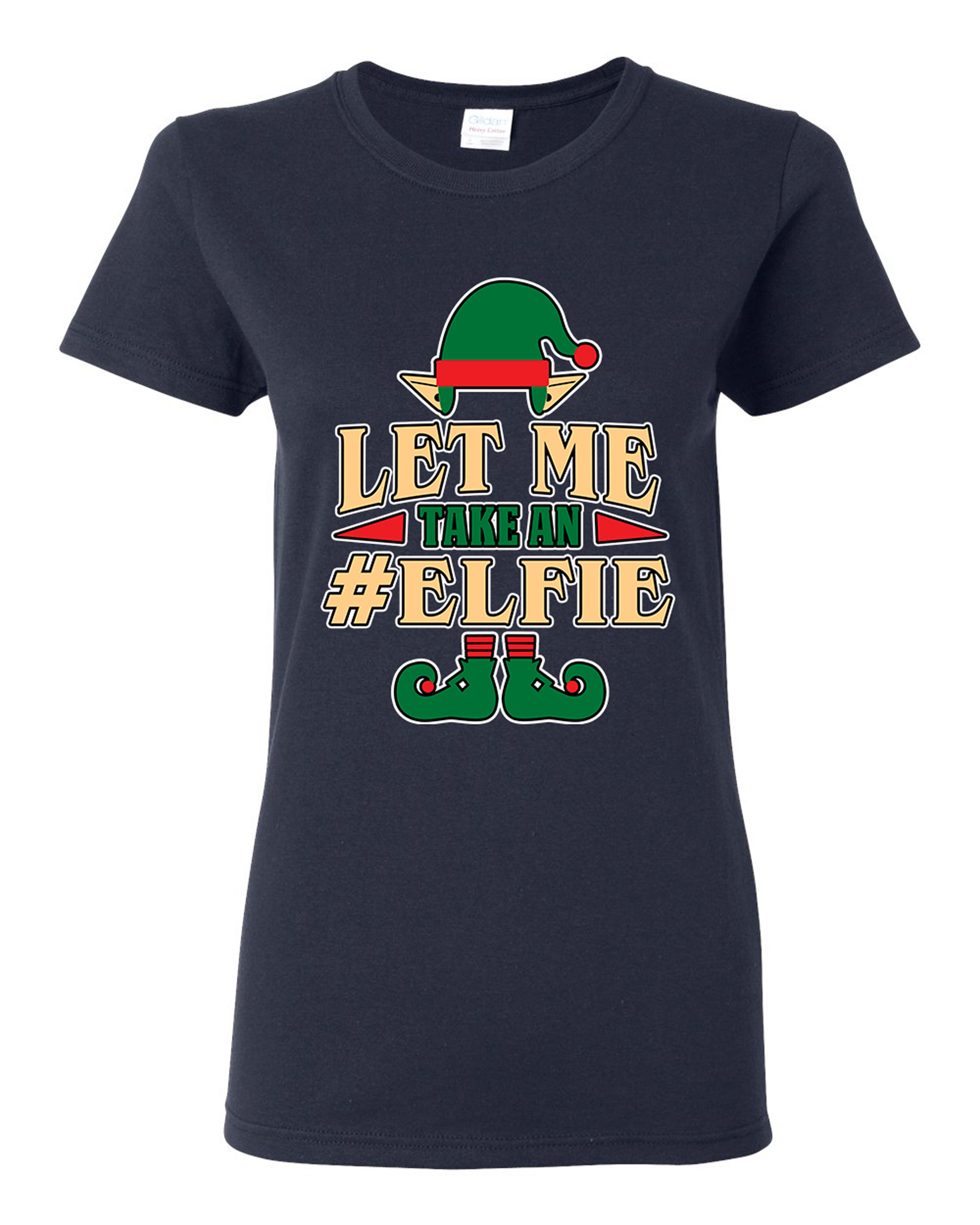 Ladies Let Me Take An Elfie Selfie Elf Xmas Ugly Christmas Funny DT T-Shirt Tee