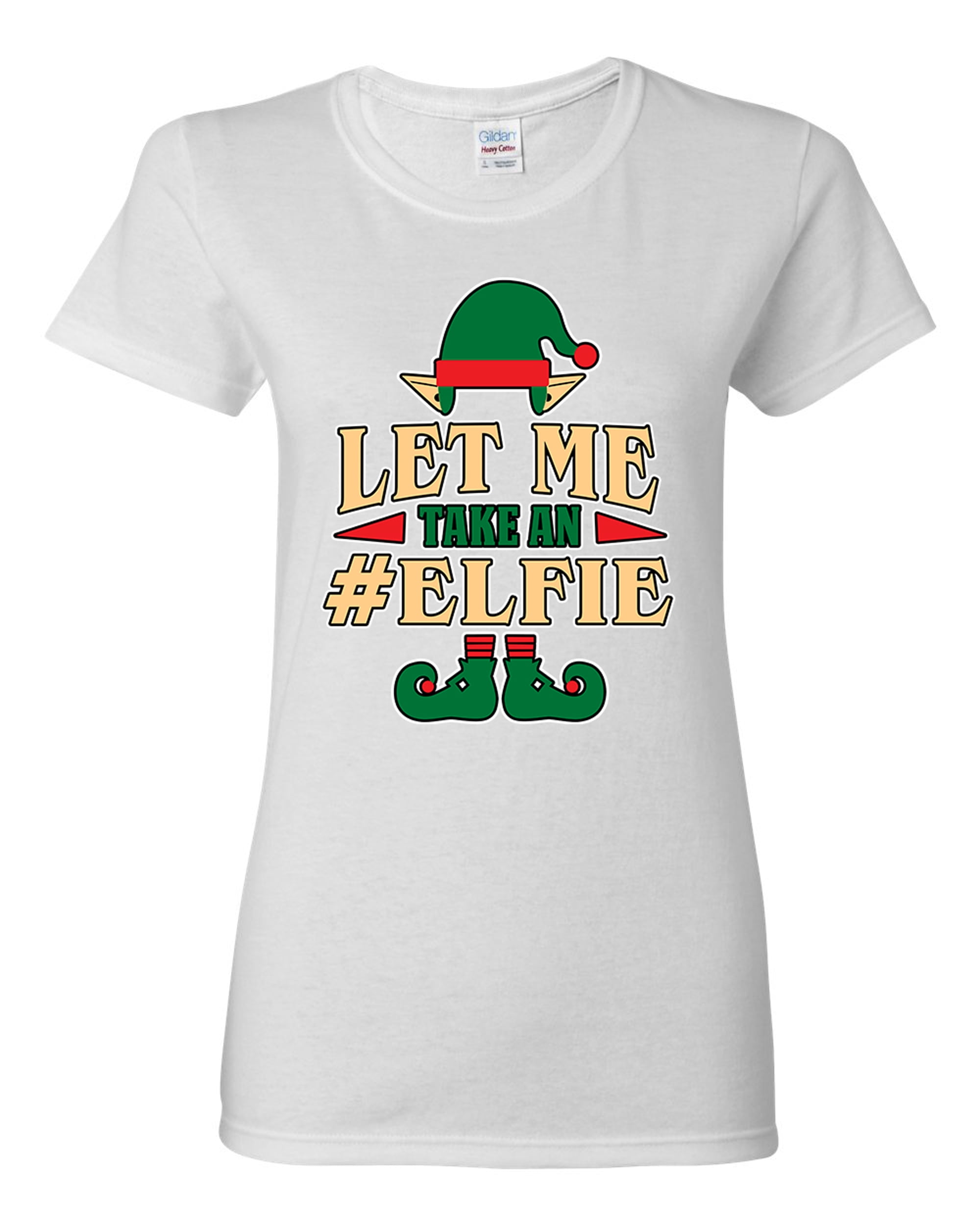 Ladies Let Me Take An Elfie Selfie Elf Xmas Ugly Christmas Funny DT T-Shirt Tee