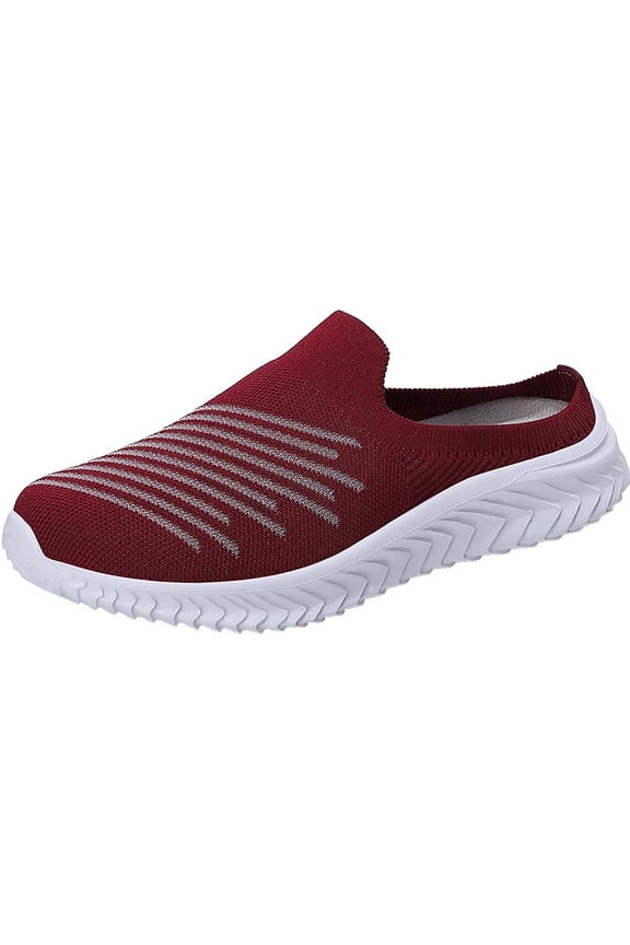 Ladies Lightweight Knitted Mesh Fabric Non-Slip Rubber Soles Garden Shoes Breathable Beach Shoes Clogs Mules Shoes