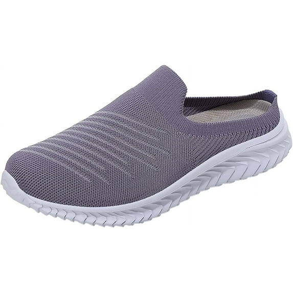 Ladies Lightweight Knitted Mesh Fabric Non-Slip Rubber Soles Garden Shoes Breathable Beach Shoes Clogs Mules Shoes