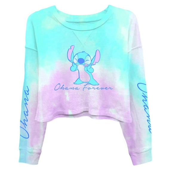 Ladies Lilo and Stitch Sweatshirt - Ladies Classic Lilo and Stitch Tie Dye Long Sleeve Skimmer