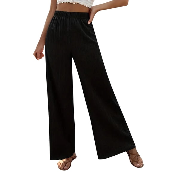 Ladies Linen Loose Fit Slim Pleated Wide Leg High Waist Buckle Trousers Casual Wide Leg Fashion Court Trousers Elegant And Comfortable Suitable For Daily Life.