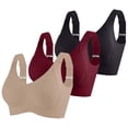 thumbnail image 1 of Ladies Lingerie Bras,Push up Wireless Bras for Women Seamless Ribbed Lifting Sport Bra 3pc Comfy Full Coverage Plus Size Support Bralette, 1 of 5