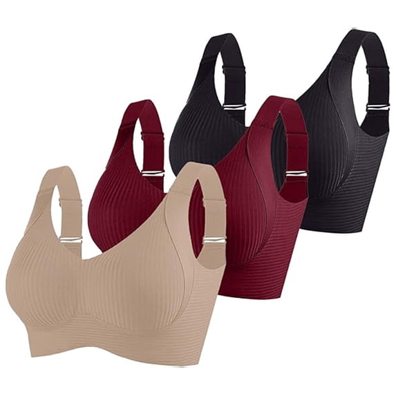 Ladies Lingerie Bras,Push up Wireless Bras for Women Seamless Ribbed Lifting Sport Bra 3pc Comfy Full Coverage Plus Size Support Bralette