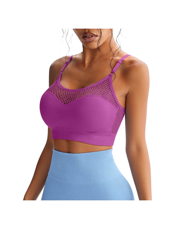Ladies Lingerie Bras,Women's Tops for Fishnet Crop Adustable Straps Seamless Sports Bra Breathable Hollow Out Camisole Yoga Top