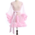 thumbnail image 1 of Ladies Lingerie, Robes For Women Tulle Robe with Faux Fur Trim, Wedding Sexy Feather Robe Bridal Illusion Tulle, 1 of 4