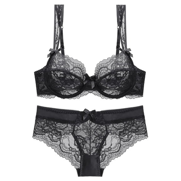 Ladies Lingerie Sexy Sheer Lace Bra Set Comfortable No Cushion Underwear Elegant Design Soft Fabric Fit