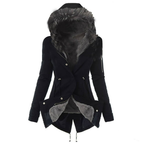 Ladies Lining Coat Women Winter Warm Thick Long Jacket Hooded Overcoat