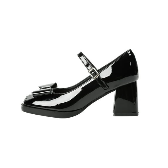 Ladies' Lolita Mary Janes, High Heel, Buckle Strap, Square Toe Dress Shoes