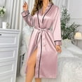 thumbnail image 1 of Ladies Long Ice Silk Nightgown Thin Fashion Home Clothes Ladies Housecoats with Zipper Front Female Robe after Dark Tie Robes for Teens Robe Kimonos for Women plus Size Robe Short Bathrobes for, 1 of 4