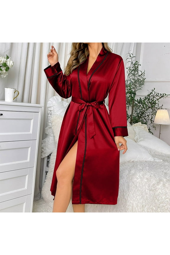 Ladies Long Ice Silk Nightgown Thin Fashion Home Clothes Soft Robes Womens Housecoats Leopard Silk Kimono for Women plus Size Coats for Women 3x Lightweight Women's Robe with Pockets Night Robe Women
