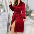 thumbnail image 1 of Ladies Long Ice Silk Nightgown Thin Fashion Home Clothes Women's Robe with Hood Women Winter Robe plus Size Floral Robes for Women 4x Women Bath Robe Womens Japanese Kimono Dress Bath Wrap Towel for, 1 of 4