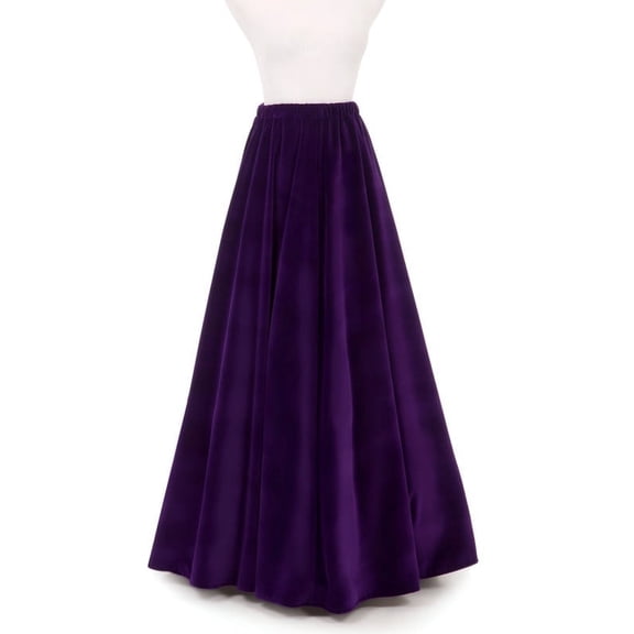Ladies Long Purple Velvet Umbrella Skirt – Evening Skirt Elastic Waistband Comfortable Fit