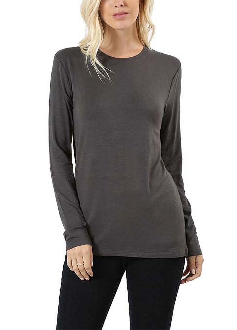 Ladies Long Sleeve Round Neck Rayon Spandex T Shirt Walmart