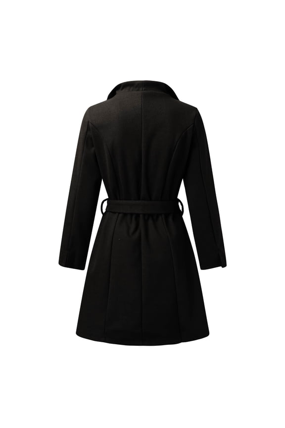 Ladies Long Sleeved Mid Length Jacket Coat Jacket with Wool Women Wool Hiking Winter Jackets Ladies Womens Wool Coats Womens Lapel Coats Quarter Wool Winter Jacket Girls Long Denim Jacket Seamless Toe