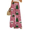 thumbnail image 1 of Ladies' Loose And Casual Christmas Printed Wide Leg Pants With Elastic Waistband Drawstring And Pocket Pants, Comfortable Home and Sleepwear Bottoms for Winter, Hot Pink, XL, 1 of 6