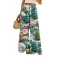 thumbnail image 1 of Ladies' Loose And Casual Christmas Printed Wide Leg Pants With Elastic Waistband Drawstring And Pocket Pants, Comfortable Home and Sleepwear Bottoms for Winter, Light Blue, S, 1 of 6