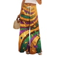 thumbnail image 1 of Ladies Loose Casual Printed Wide Leg Pants with Elastic Waistband Drawstring and Pocket Pants, Carnival Theme Trousers, Bohemian Style Pants for Women,Orange,XL, 1 of 6