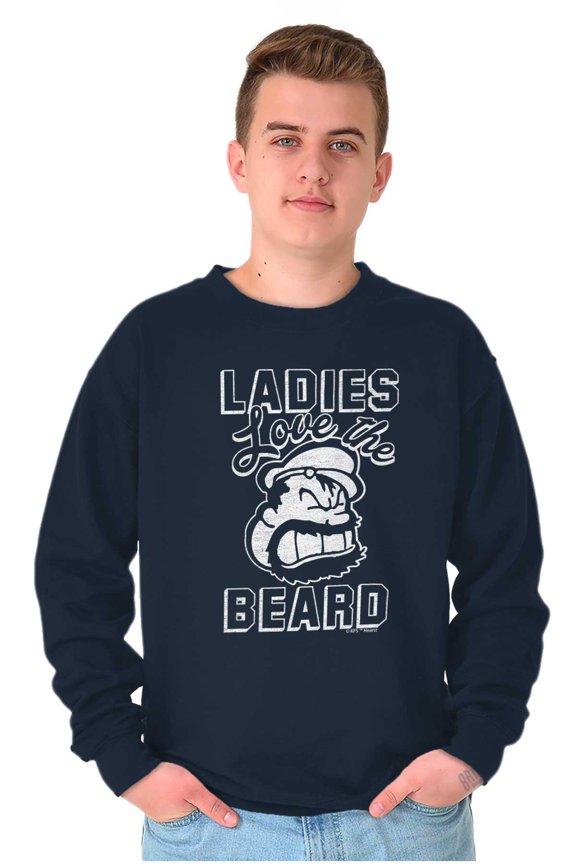 Ladies Love Beards Funny Popeye Bluto Men's Crewneck Sweatshirt Brisco Brands L