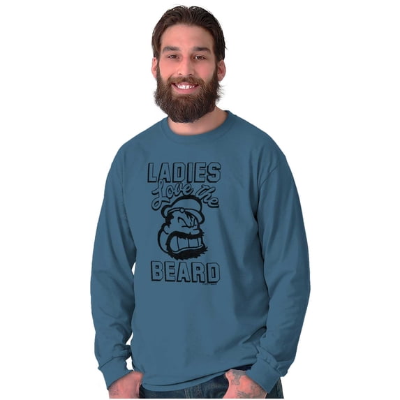 Ladies Love Beards Funny Popeye Bluto Men's Long Sleeve Tee T Shirt Brisco Brands S