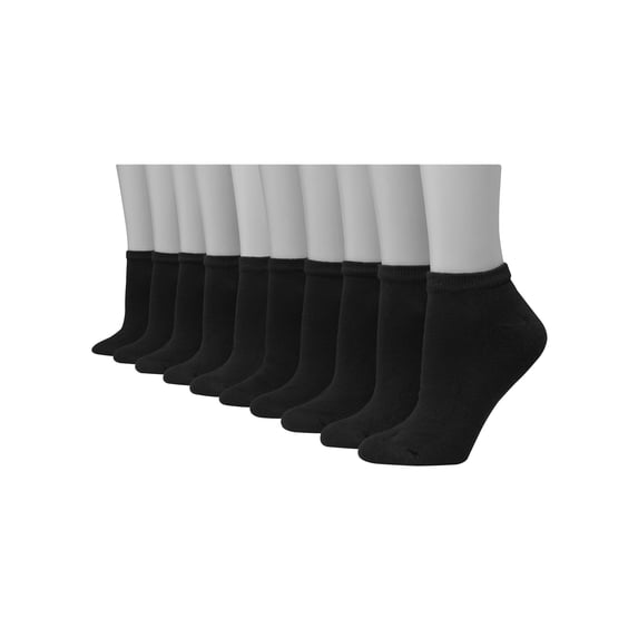 Hanes Women's Athletic Low Cut Socks, Full Sole Cushion, 10-Pairs Black 5-9