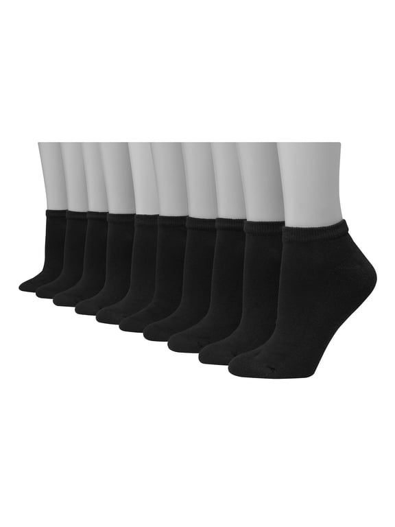 Women's Athletic Low Cut Socks, Full Sole Cushion, 10-Pairs Black 5-9