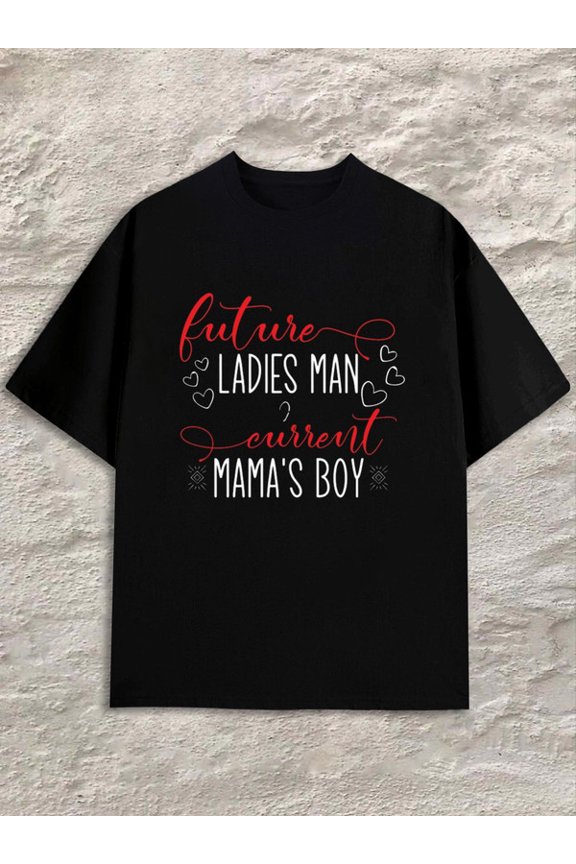 Ladies Man Mama's Boy men's black Daytime and weekend wear Retro Unisex Shirt Short Sleeve tshirts Basic Unisex Shirt Graphic Tee tshirts Original Unisex Shirt Short Sleeve tshirts