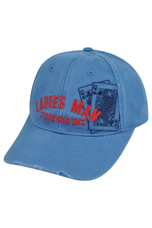 Ladies Man Texas Hold Em World Poker Tour Distressed Cards Gambling Rips Hat Cap