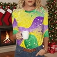thumbnail image 1 of Ladies Mardi Gras Tops Funny Graphic Crew Neck Tee Shirts Lightweight 3/4 Sleeve New-Orleans Party Pullover Soft Fat Tuesday Outfits 2026, 1 of 7