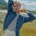 thumbnail image 1 of Ladies Marl Blue Irish Wool Cardigan Size Small Made By Aran Woollen Mills, 1 of 5