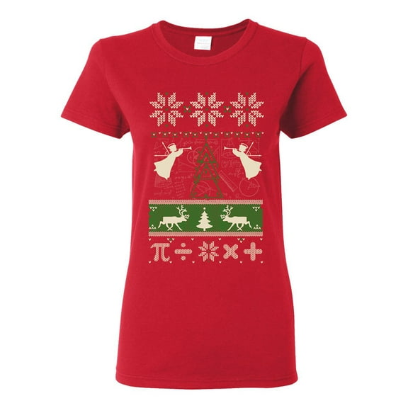 Ladies Math Mathematics Angels Deer Ugly Christmas Funny DT T-Shirt Tee
