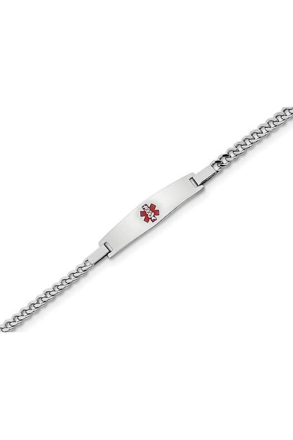 Gem & Harmony Ladies Medical ID Link Bracelet in Sterling Silver 7.5 inches for Women