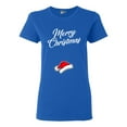 thumbnail image 1 of Ladies Merry Christmas Baby Hat Pregnancy Expectant Mom Funny DT T-Shirt Tee, 1 of 2