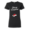thumbnail image 1 of Ladies Merry Christmas Baby Hat Pregnancy Expectant Mom Funny DT T-Shirt Tee, 1 of 2