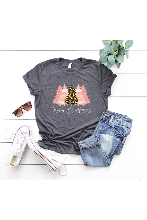Ladies Merry Shirt, Leopard Print Tree Shirt, Trees Shirt, Merry Leopard Shirt, Cute Shirt