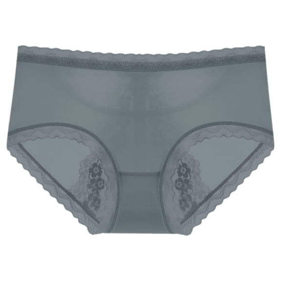 Ladies Mesh Semi Transparent Sexy Lace Ice Silk Breathable Mid Rise Comfortable Panties
